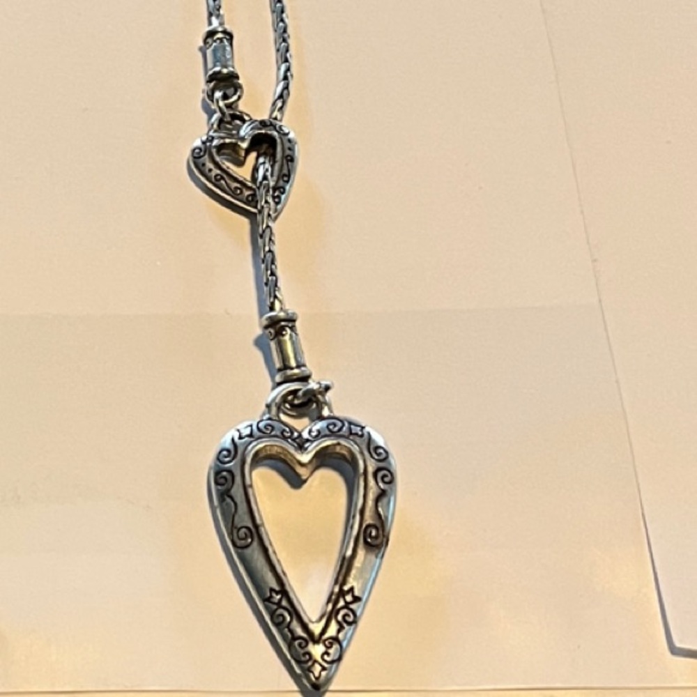 Brighton Silver Heart Drop Necklace